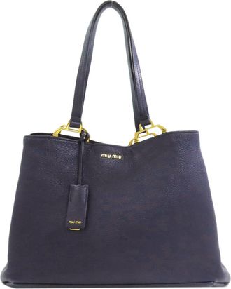Miu Miu Blue Leather Tote Bag (Pre-Owned)