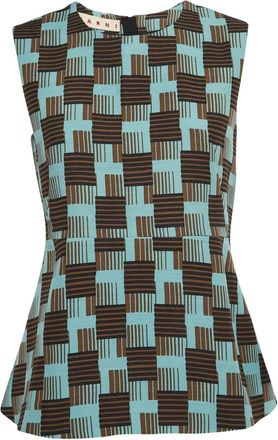 Marni geometric-print sleeveless top - Blue
