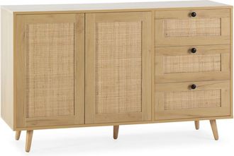 HOMN Aparador 3 cajones y 2 puertas color roble, 120 cm