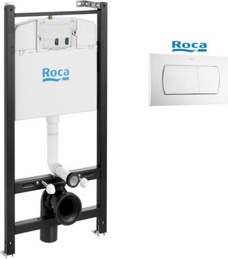 Roca Bastidor Roca Active, Pack Cisterna Empotrada, Pulsador Blanco Brillo Y Anclajes