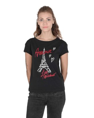 Love Moschino Womens T-Shirt - Black Cotton - Size EU 42 (Womens)