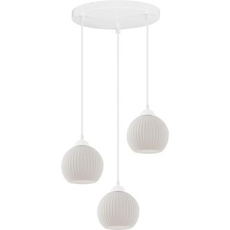 OEM L&aacute;mpara Colgante Riffle Blanca 3 Planas Forma Blanca Bola E27
