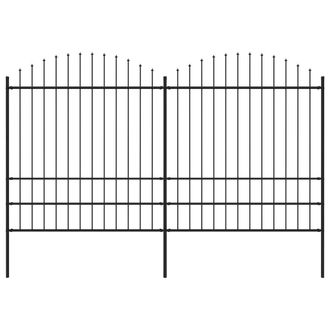 Berkfield Home Garden Fence with Spear Top Steel (1.75-2)x3.4 m Black