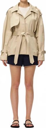 Elodie Noa Cropped Trench Coat In Khaki