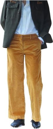 Mason's Wijde Corduroy Broek - Heren - Straight fit broeken - Geel - 3XS - Katoen - Broeken