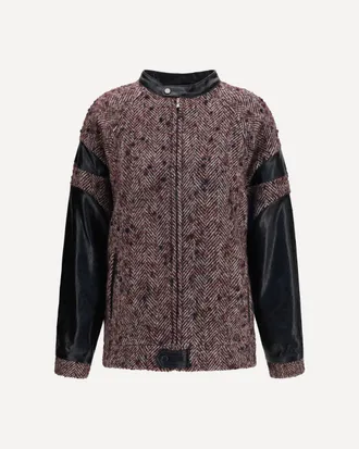 Kristina Ti Giacca in misto lana vergine con maniche in pelle Woman 40