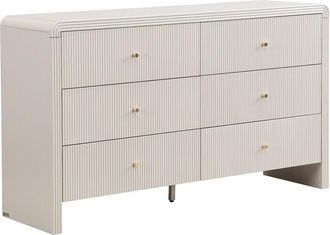Vente-Unique Com&ograve; 6 cassetti MDF Beige e dorato - MIRENALO