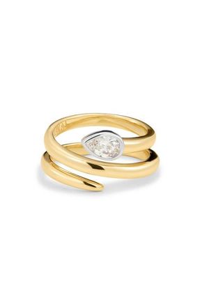 Luv AJ Le Marais Cubic Zirconia Coil Ring in Gold at Nordstrom, Size 6
