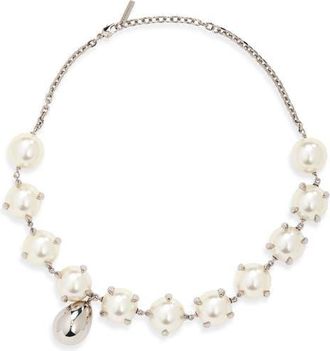 Givenchy Spiky Faux Pearl Necklace in White/Silvery at Nordstrom