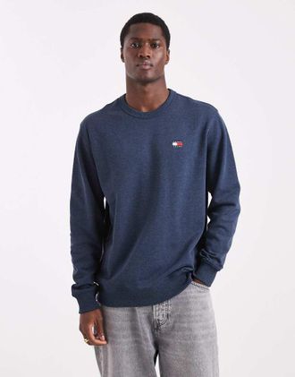 Tommy Jeans Felpa blu navy con logo a bandiera sul petto