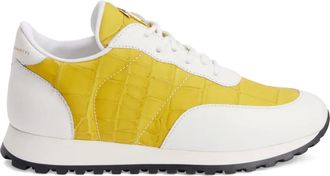Giuseppe Zanotti Jimi leren sneakers met krokodillen-reli&euml;f - Geel