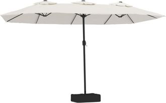 vidaXL Sombrilla Doble De Jard&iacute;n Con Luces Led Blanco Arena 449x265 Cm Vidaxl