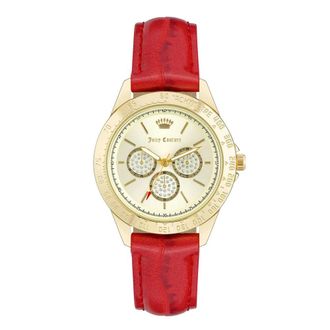 Juicy Couture Watches, female, Red, ONE SIZE, Red Polipriel Watch, Golden Case, Beige Dial