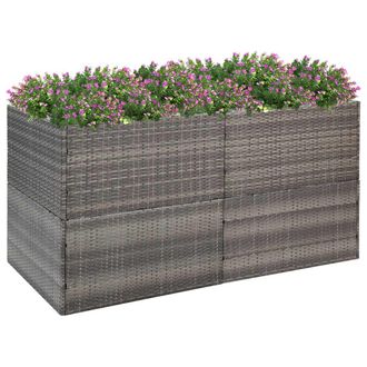 Berkfield Home Garden Planter Grey 157x80x80 cm Poly Rattan | Size: 157 x 80 x 80 cm
