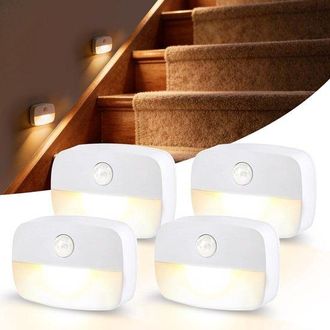 No Brand Luces Nocturnas Led Con Sensores De Movimiento, Alimentadas Por Pilas, Para Uso Interior Y Exterior, Pasillos, Escaleras, Ba&ntilde;os Y Dormitorios (blanco 