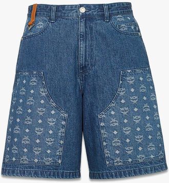 MCM Monogram Shorts In Denim Jacquard