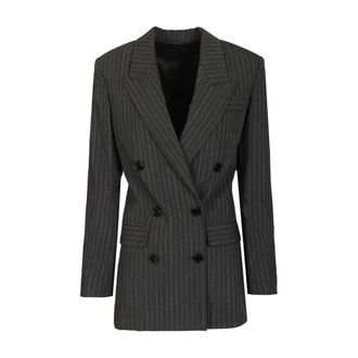 Isabel Marant Isabel Marant, Blazers, female, Gray, Size: XS Double-breasted Pinstriped Blazer