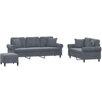 vidaXL Juego De Sof&aacute;s Con Cojines 3 Piezas Terciopelo Gris Oscuro Vidaxl