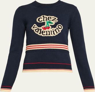Valentino Garavani Chez Valentino Cherry Long-Sleeve Sweater