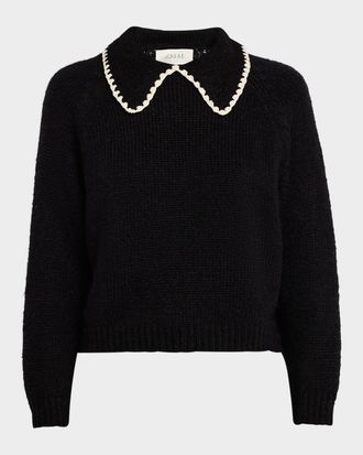 The Great. The Crochet Collar Pullover