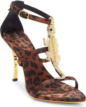 Jeffrey Campbell Everglades Ankle Strap Sandal in Cheetah Satin Gold at Nordstrom, Size 5.5
