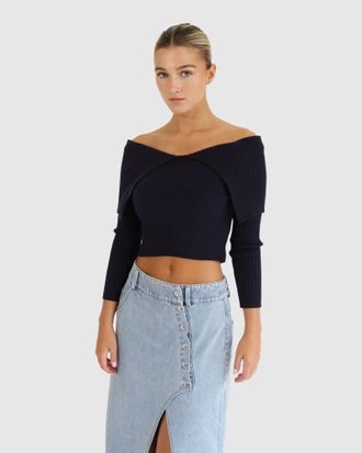 Belle & Bloom More Than Words Collared Knit Top