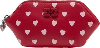 Ganni Bou Portemonnee met Stippen - Dames - Portefeuilles - Rood - ONE Size - Katoen - Accessoires
