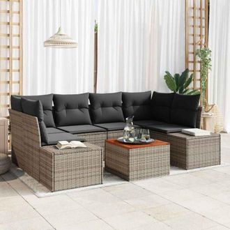 vidaXL Vidaxl - Conjunto De Sof&aacute; De Jard&iacute;n Con Coj&iacute;n 7 Pcs Gris Polirat&aacute;n