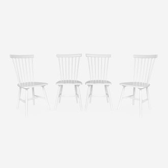 Sweeek Sweeek - Silla De Madera De Hevea, Set De 4, Romie, Blanco, 49x44x90 Cm