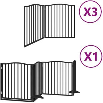 vidaXL Puerta De Perros Plegable 10 Paneles Madera &Aacute;lamo Negra 800 Cm Vidaxl