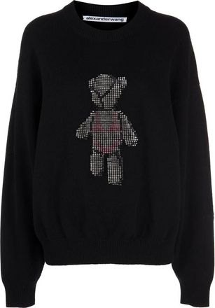 Alexander Wang Pullover met Kristal - Dames - Sweatshirts - Zwart - S - Wol - Hoodies & sweatvesten