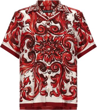 Dolce & Gabbana Red Majolica Print Shirt