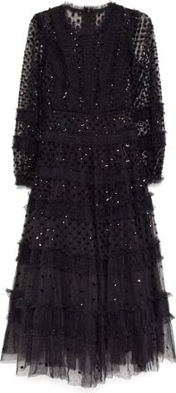 Needle & Thread dot shimmer ankle gown - women - Recycled Polyester/Recycled Polyester - 16 - Black