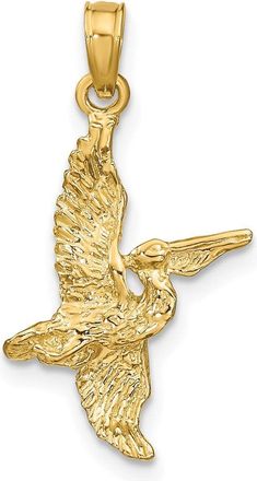 Diamond2Deal 14k Gold 3-D Pelican Flying Charm Pendant