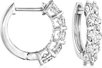 Ross-Simons Lab-Grown Diamond 5-Stone Hoop Earrings in 14kt White Gold