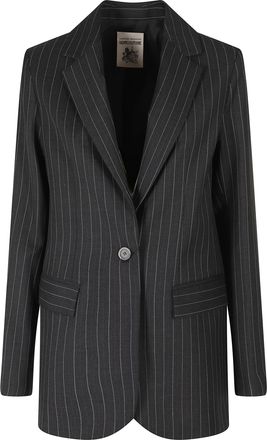 Semicouture Pinstripe Gray Oversized Carmen Jacket by Semicouture