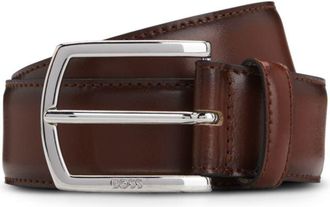 BOSS Italian-leather belt with polished logo buckle