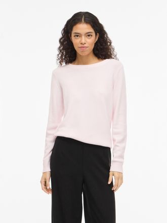 Vila Rundhalspullover VILA VIRIL O-NECK L/S KNIT TOP - NOOS, Damen, Gr. M, cherry blossom detail:light melange, Feinstrick, Obermaterial: 50% Viskose, 27% 