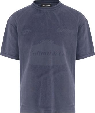 Cultura Katoenen T-shirt met Logo - Heren - T-shirts - Blauw - M - Katoen - Tops