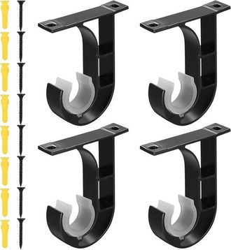 OEM Soportes Negros Para Cortinas - Soportes Met&aacute;licos Resistentes Para Barras De Cortina De 25-40 Mm - 4 Unidades