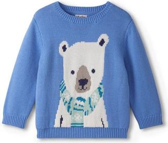 Hatley Polar Bear Crewneck Sweater in Blue at Nordstrom, Size 12-18M
