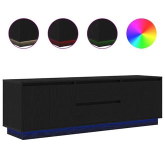 Berkfield Home TV Cabinet with LED Lights Black Oak 160.5x41x50 cm