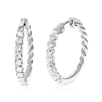 Vir Jewels 3/4 cttw Lab Grown Diamond Hoops Earrings in Sterling Silver With Hidden Post For Women