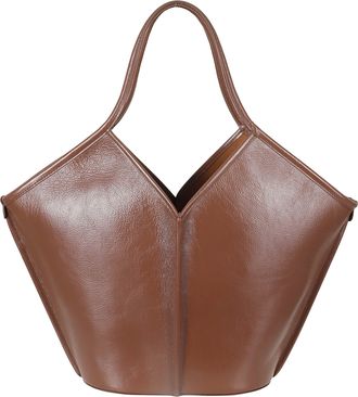 Hereu Brown Calella Distressed Drawstring Leather Tote Bag