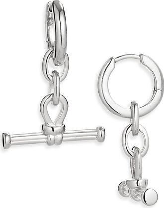 Missoma Ridge T-Bar Drop Hoop Earrings in Silver at Nordstrom