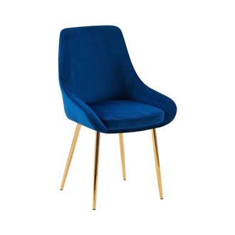 Clp Silla de comedor con reposapi&eacute;s en terciopelo azul oscuro