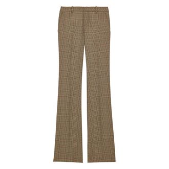 Saint Laurent Prince of Wales Flared Broeken - Dames - Broeken - Beige - Maat: S Wol