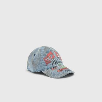 Diesel Denim baseball cap with concert graphics - Caps - Man - Blue