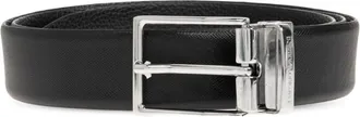 Emporio Armani Black Tongue Textured Formal Belt
