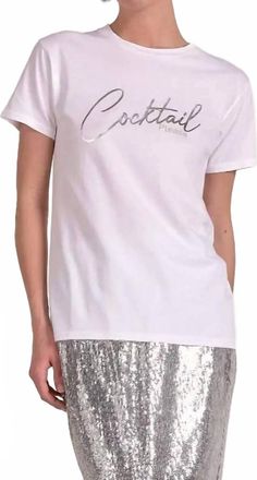 Elan Cocktail Please Crewneck Tee In White